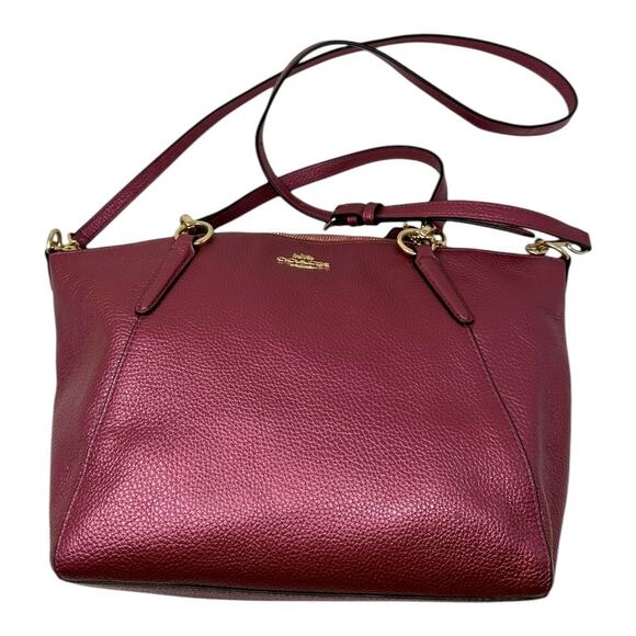 Coach Metallic Pebble Leather Small Kelsey Satchel in Antique Blush - Picture 4 of 12